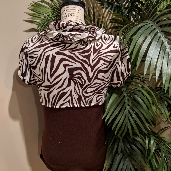 Brown Tiger Tank W Attached Cardigan - Picture 2 of 2